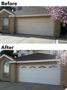 Garage door upgrade before & after