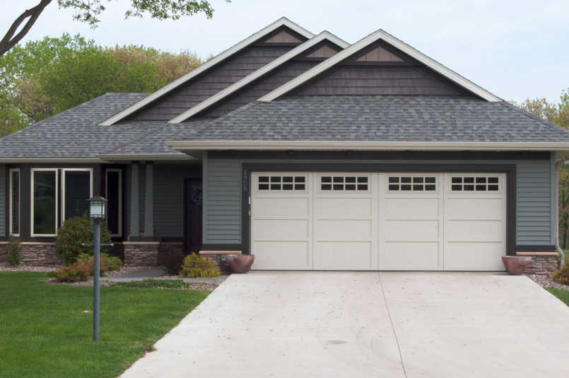 Home with steel garage door