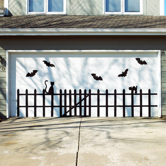 Halloween garage door decoration - Bats & Cats