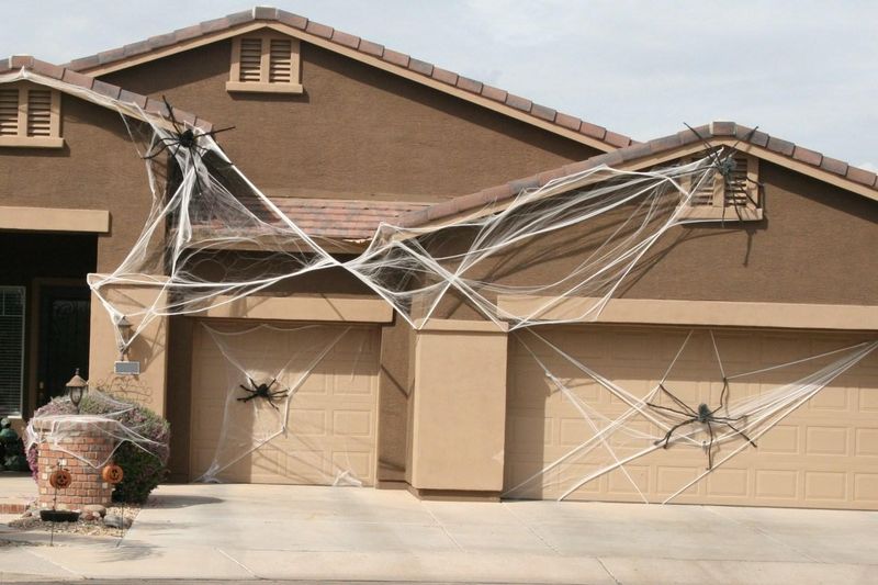 Halloween garage door decoration - Spiderweb