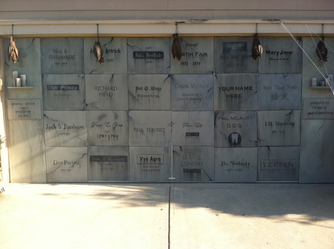 Halloween garage door decoration - Tombstones